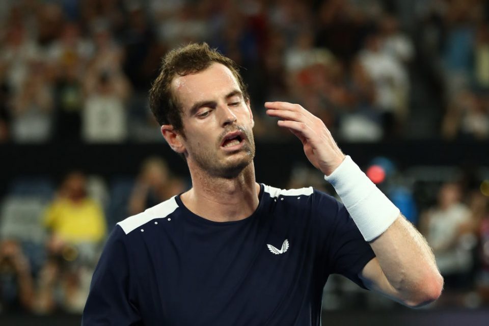 MELBOURNE, AUSTRALIA - JANUARY 14:  Andy Murray of Great Britain thanks the crowd after losing his first round match against Roberto Bautista Agut of Spain during day one of the 2019 Australian Open at Melbourne Park on January 14, 2019 in Melbourne, Australia.  (Photo by Julian Finney/Getty Images)