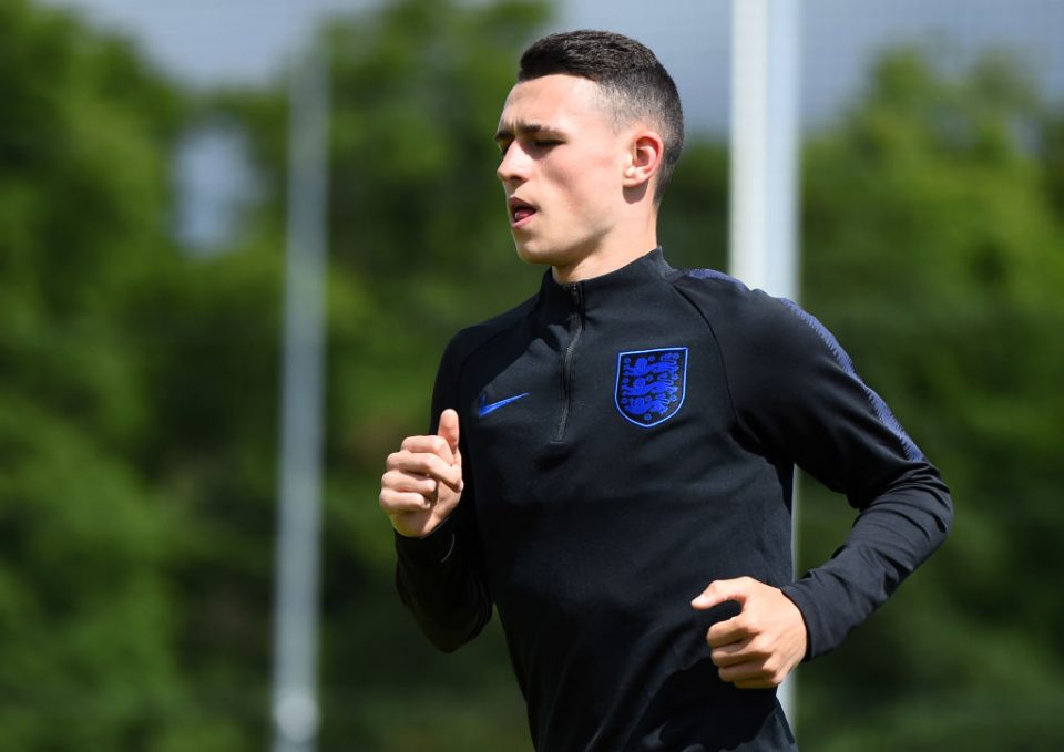 BURTON-UPON-TRENT, ENGLAND - MAY 27:   Phil Foden in action during an England U21 Training Session at St Georges Park on May 27, 2019 in Burton-upon-Trent, England. (Photo by Nathan Stirk/Getty Images)