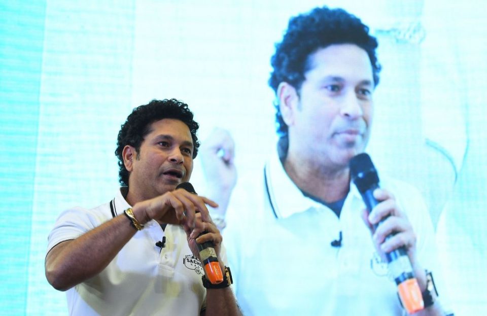 Indian former cricketer Sachin Tendulkar speaks before he launches India's first multiplayer virtual reality cricket game 'Sachin Saga VR' in New Delhi on February 4, 2019. - The game was launched by JetSynthesys, a digital entertainment and gaming company. (Photo by Sajjad HUSSAIN / AFP) (Photo credit should read SAJJAD HUSSAIN/AFP/Getty Images)