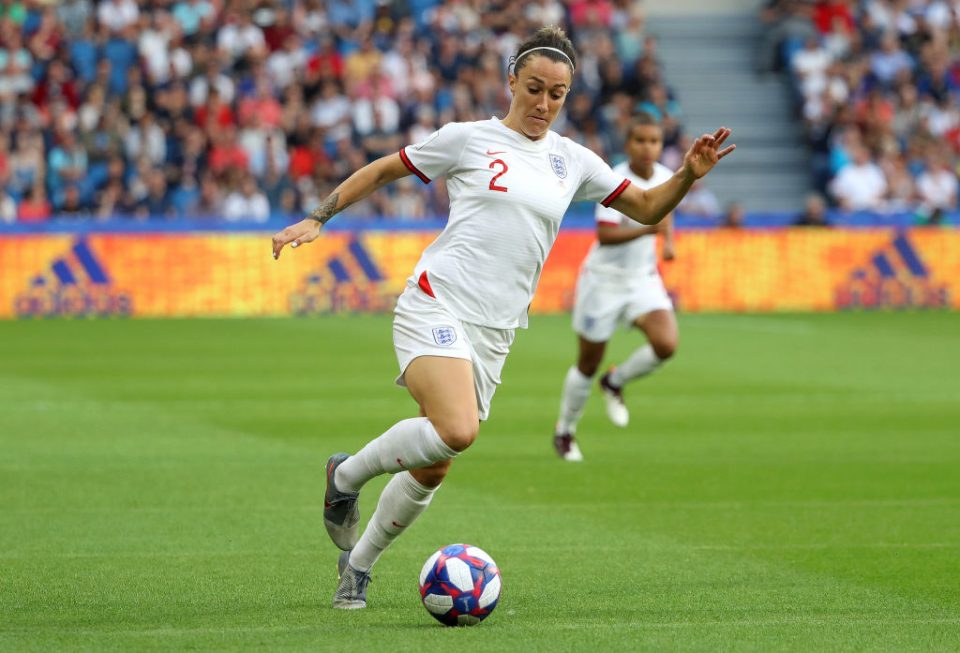 LE HAVRE, FRANCE - JUNE 27:  Lucy Bronze of England runs with the ball during the 2019 FIFA Women's World Cup France Quarter Final match between Norway and England at Stade Oceane on June 27, 2019 in Le Havre, France. (Photo by Robert Cianflone/Getty Images)