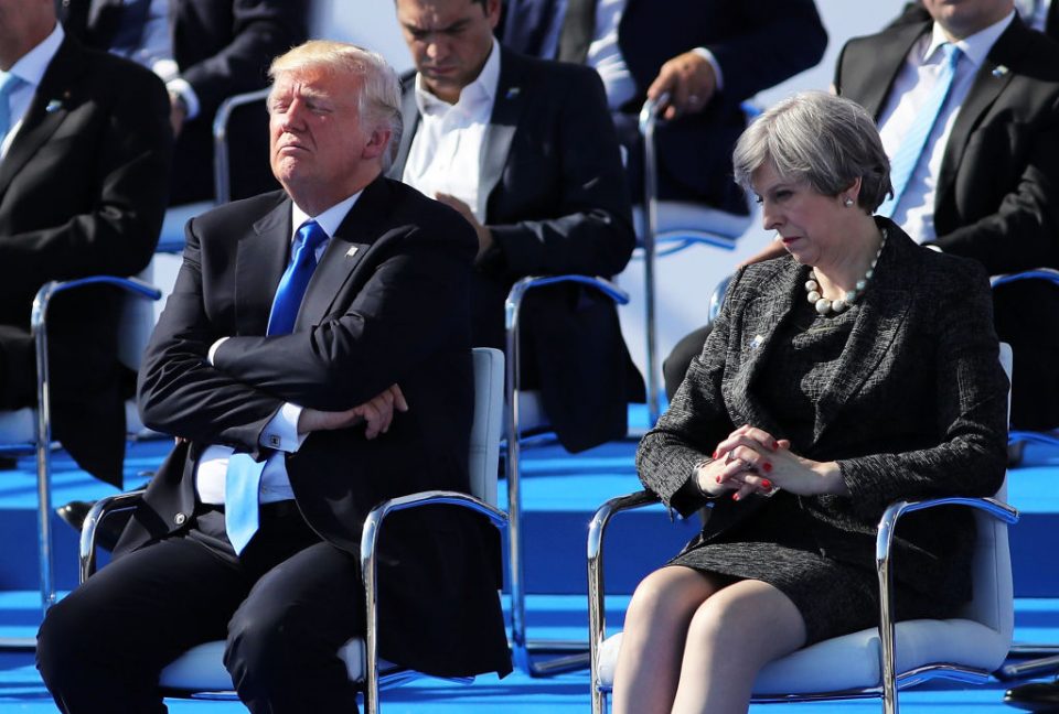Conservative leadership debate: Trump folds his arms while Theresa May looks glum