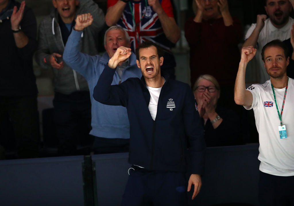 Andy Murray watches Great Britain at the Davis Cup finals