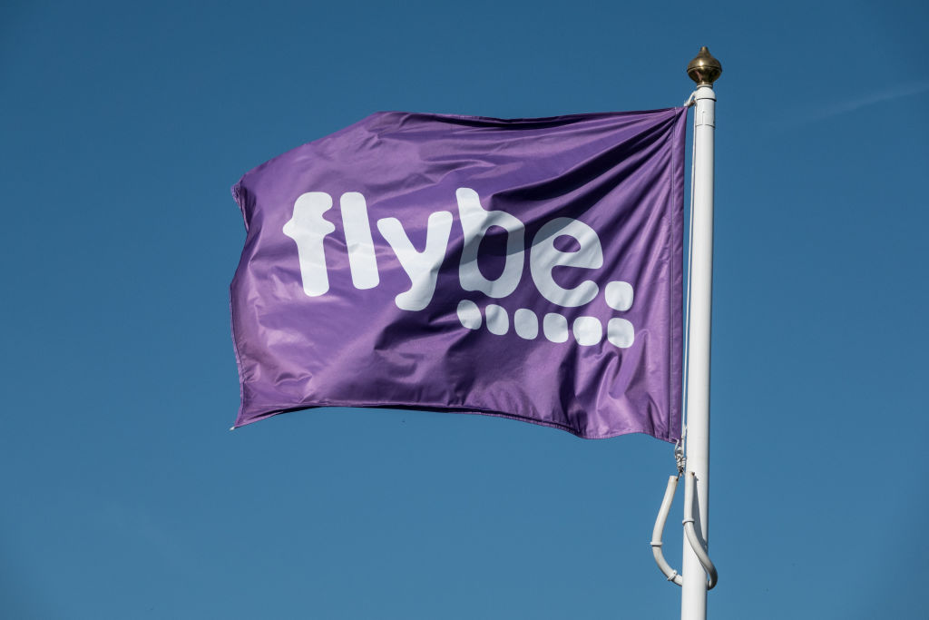 A Flybe flag at Exeter airport
