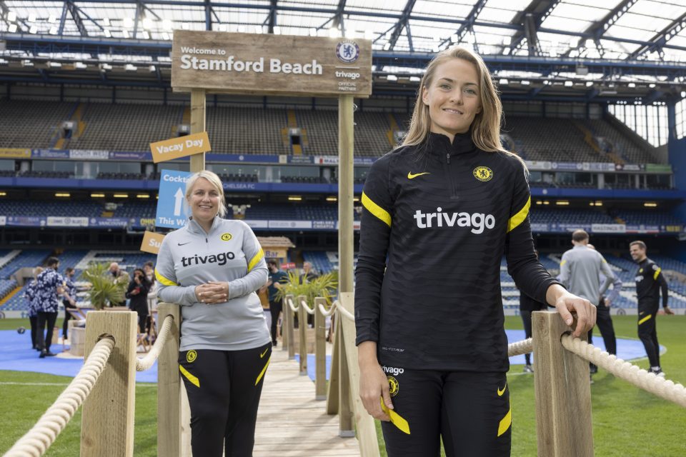 Chelsea turned Stamford Bridge into 'Stamford Beach' to mark their sponsorship deal with travel company Trivago. 